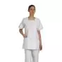 Tunique médicale femme Tilly blanc parement rayé vert Mulliez