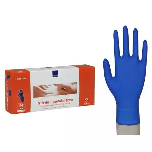 Gants nitrile non poudrés manchettes longues 300 mm Abena boite de 100