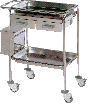 Guéridon Hidemar, inox, 2 plateaux, 2 tiroirs, 1 poubelle
